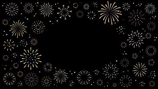 Fireworks background with copy space on black background