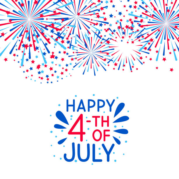ilustraciones, imágenes clip art, dibujos animados e iconos de stock de frontera de fuegos artificiales para el diseño del día de independencia - fourth of july fireworks