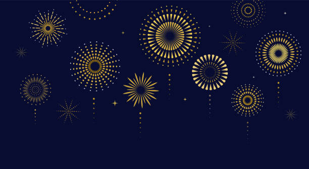 ilustrações, clipart, desenhos animados e ícones de fogos de artifício, fogo de artifício na noite, vencedor, fundo de celebração, cartaz de vitória, banner - ilustração do vetor - new year