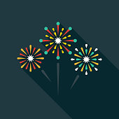 istock Fireworks Flat Design Party Icon with Side Shadow 872320216