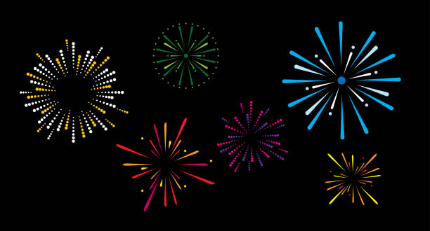 illustrazioni stock, clip art, cartoni animati e icone di tendenza di fuochi d’artificio - fireworks