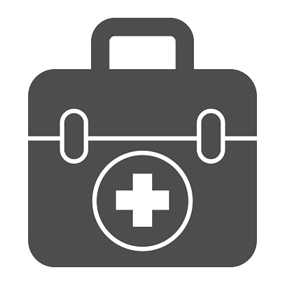 First aid kit solid icon, Medical concept, Medical Kit sign on white background, First aid box with cross icon in glyph style for mobile concept and web design. Vector graphics