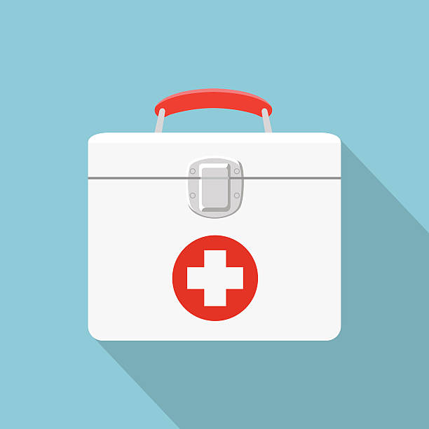First aid kit Flat illustration of medical box. first aid stock illustrations