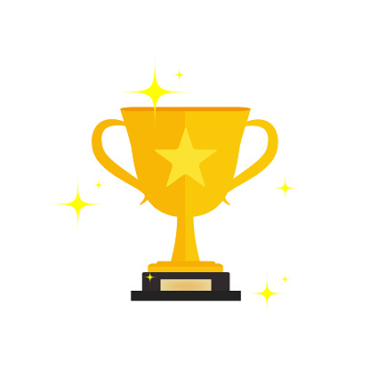 First Prize Gold Trophy Iconprize Gold Trophy Winner First Prize Vector Illustration And Icon Stock Illustration - Download Image Now - iStock