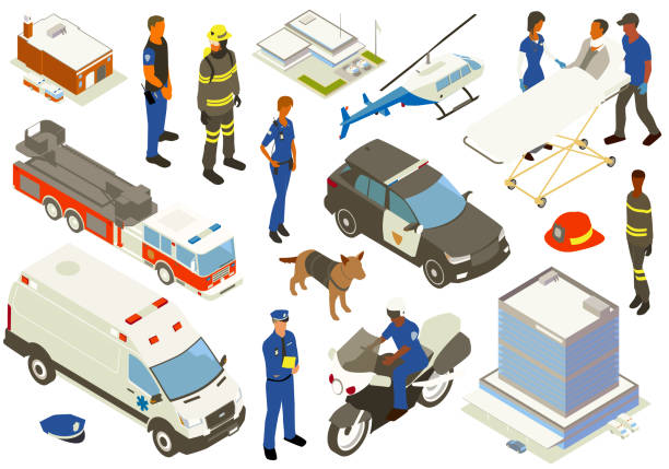 First responders stickersheet vector art illustration