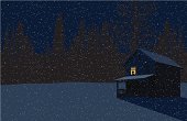 A young girl watches the first snow fall while the rest of the house sleeps.