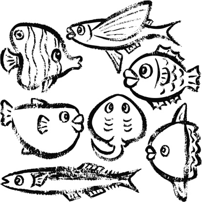 Fish by hand-drawn