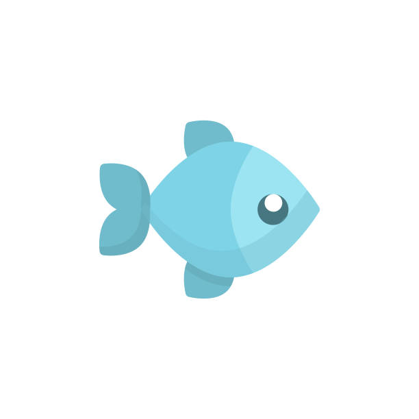 물고기 평면 아이콘입니다. 완벽 한 픽셀. 모바일 및 웹에 적합 합니다. - 물고기 stock illustrations
