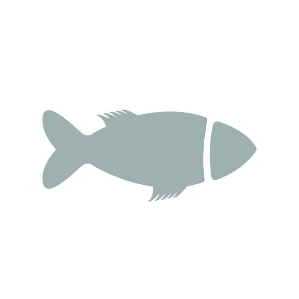 fish icon on a white background, vector illustration fish icon on a white background, vector illustration stylized underwater nature set of icons stock illustrations