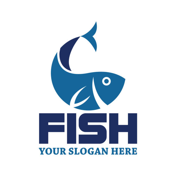bildbanksillustrationer, clip art samt tecknat material och ikoner med fisk-logotyp med texten utrymme för din slogan / tagline - fisk