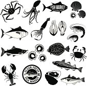 A vector fish market icon set.