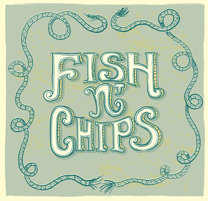 Fish n' chips hand lettering menu item text design