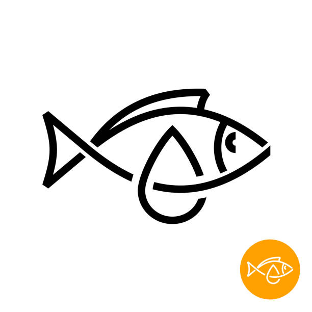 bildbanksillustrationer, clip art samt tecknat material och ikoner med fisk olja ikonen. svart linje stil torsk lever olja sign. - omega 3