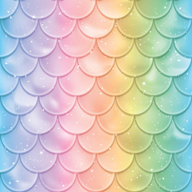 Fish scales seamless pattern. Mermaid tail texture in spectrum colors. Vector illustration Fish scales seamless pattern. Mermaid tail texture in spectrum colors. Vector illustration. Print design for textile, posters, greeting or child birthday cards, kids designs etc. mary mara stock illustrations