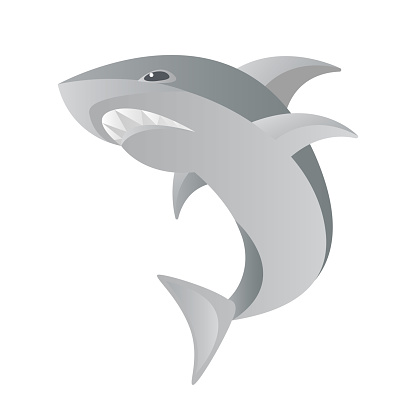 fish shark cartoon vector illustration isolated object