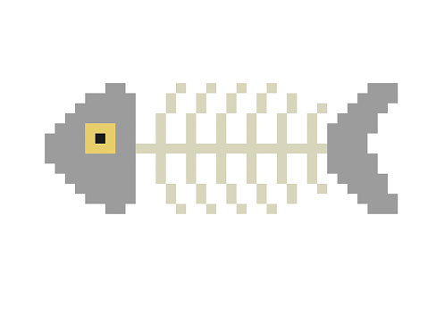 Fishbone pixel art vector illustration