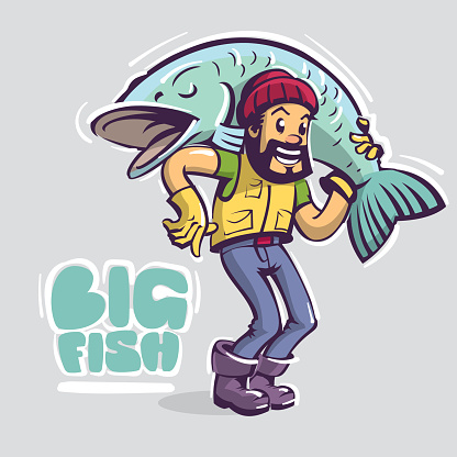 fisherman character hold big fish