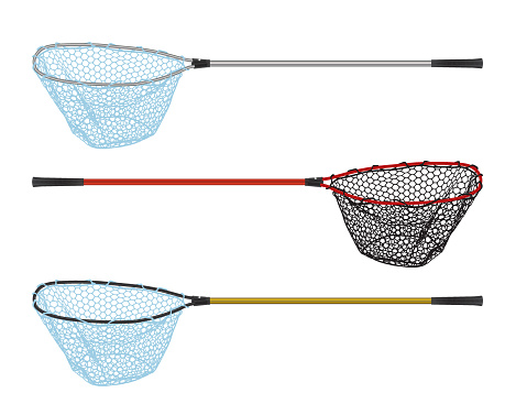 Fishing Landing net isolated on white