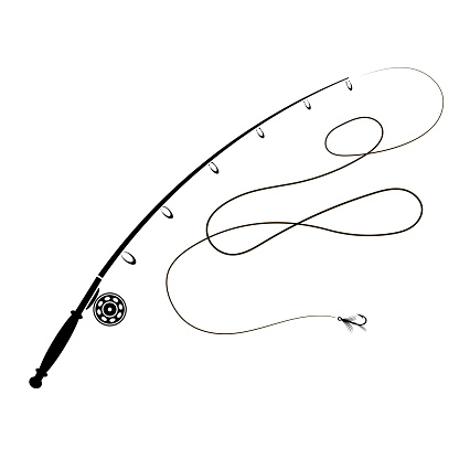 Download Fishing Rod Silhouette With Fishing Hook Stock ...