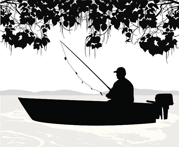 Fishing Silhouette Lake Tree Illustrations, Royalty-Free Vector