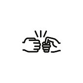 Fist bump line icon. Hands, bro gesture, friends. Friendship concept. Vector illustration can be used for topics like partnership, hello gesture, fight