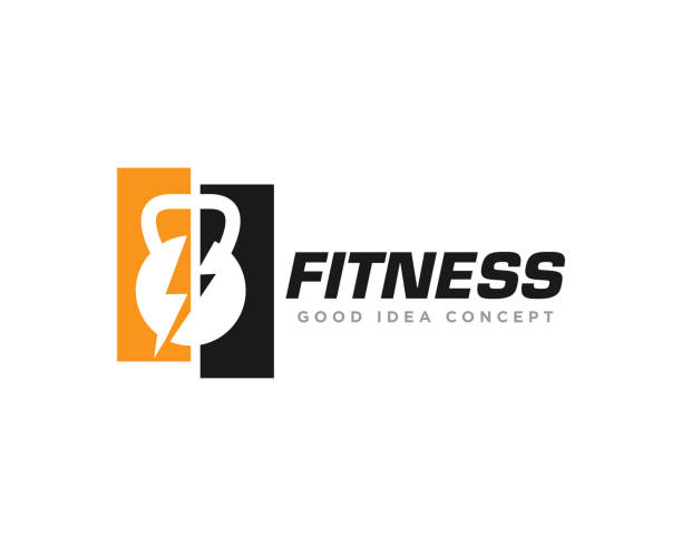 fitness und gym logo design vector - fitnesseinrichtung stock-grafiken, -clipart, -cartoons und -symbole