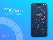 Fitness app. Ui ux design. UI design concept with web elements of workout application for mobile