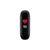 Fitness band tracker heart rate monitor pulse icon red white black color vector