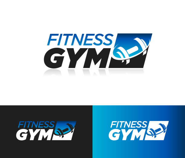 ilustrações, clipart, desenhos animados e ícones de ícone de design de academia fitness - gym