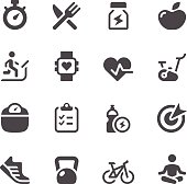 Set of fitness simple vector icons. Easy resize.