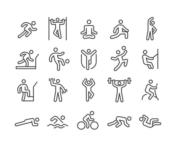 Fitness Method Icons - Classic Line Series Fitness, Exercising, running symbols stock illustrations
