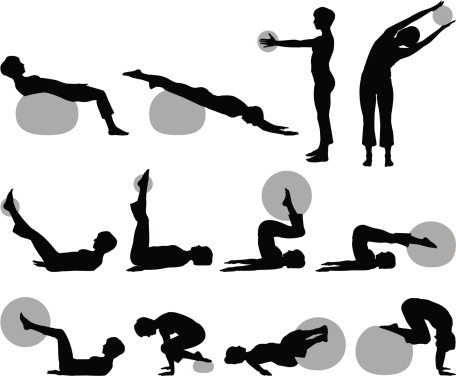 Fitness Silhouettes Ball Stock Illustration - Download Image Now - iStock