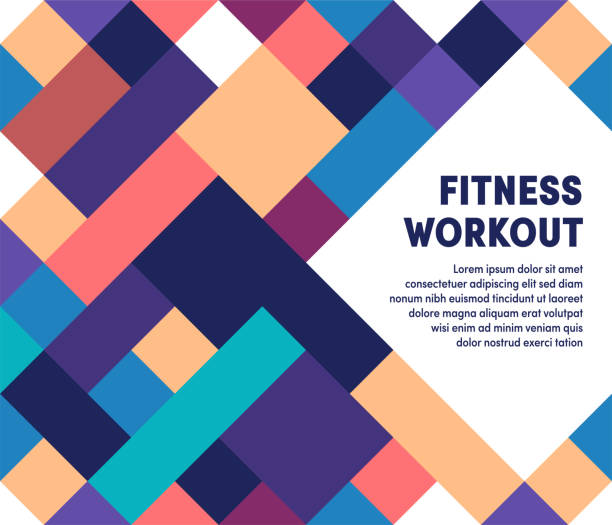 Fitness workout template design with abstract background. Modern and geometric vector illustration to use as promotion web banners for social media.