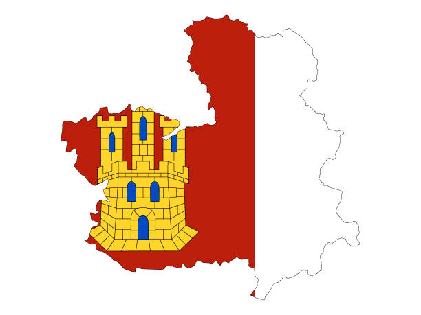 Flag and Map Combined of the Spanish Autonomous Community of Castilla-La Mancha Vector Illustration of the Flag and Map Combined of the Spanish Autonomous Community of Castilla-La Mancha castilla y león stock illustrations