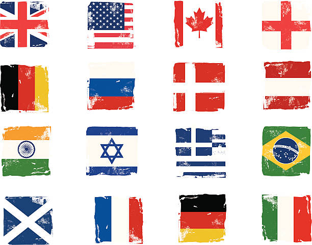 flagge block grunge-symbole - englische flagge stock-grafiken, -clipart, -cartoons und -symbole