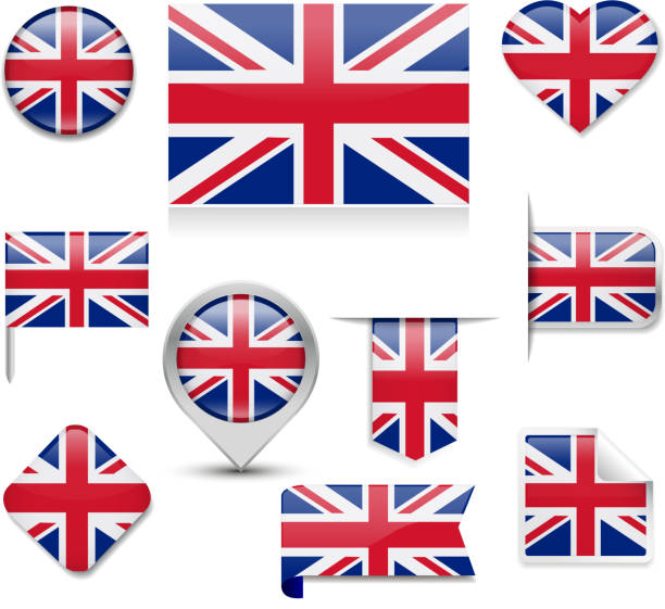 uk flagge kollektion - englische flagge stock-grafiken, -clipart, -cartoons und -symbole