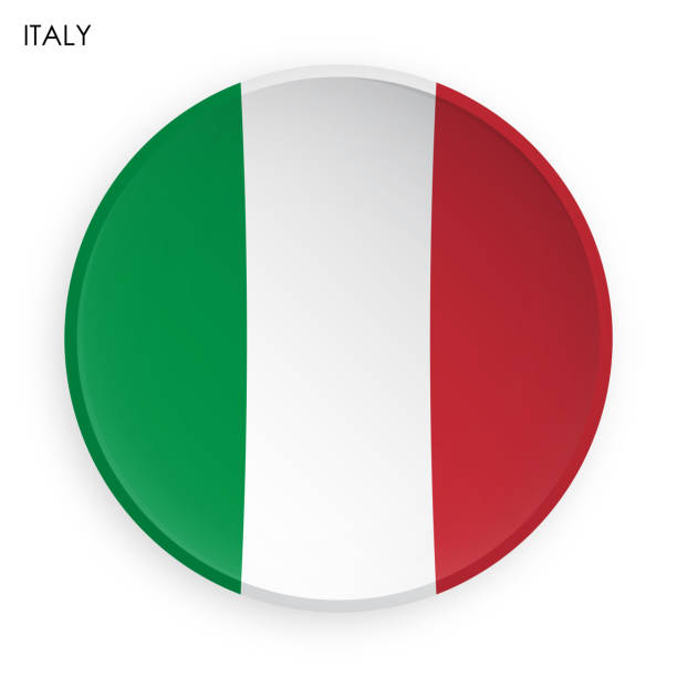 illustrazioni stock, clip art, cartoni animati e icone di tendenza di icona della bandiera italia in stile neomorfismo moderno. pulsante per applicazione mobile o web. vettore su sfondo bianco - pride milano