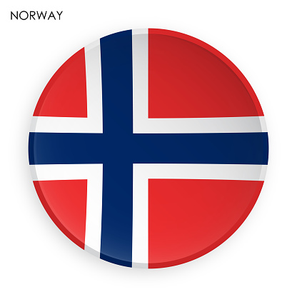 NORWAY flag icon in modern neomorphism style. Button for mobile application or web. Vector on white background