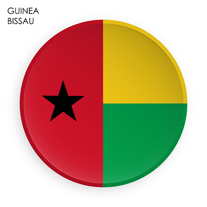 GUINEA BISSAU flag icon in modern neomorphism style. Button for mobile application or web. Vector on white background