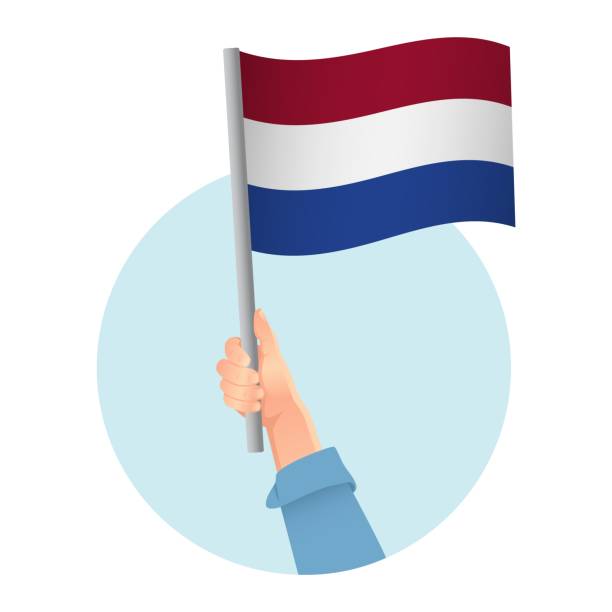 flagge in der hand - holländische flagge stock-grafiken, -clipart, -cartoons und -symbole