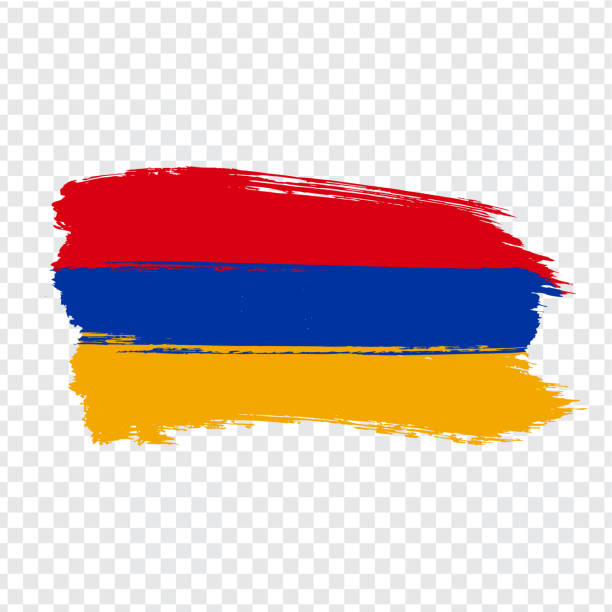 stockillustraties, clipart, cartoons en iconen met vlag van armenië van penseelstreken. vlag republiek armenië op transparante achtergrond voor uw website ontwerp, logo, app, ui. stock vector.  eps10. - armenia