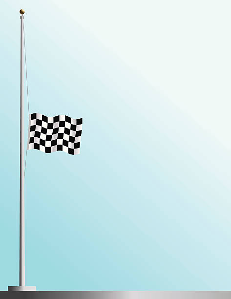Flag of Auto Racing at Half Staff EPS and JPG included. Auto racing flag at half staff as a symbol of respect for an auto racer who has passed away. flag half mast stock illustrations