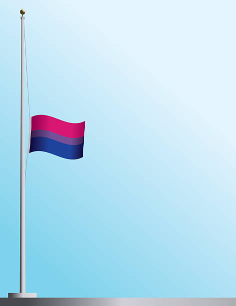 Flag of Bisexual Pride at Half-Staff EPS, Layered PSD, High and Low-Resolution JPGs included. Flag of Bisexual Pride flies at half-staff as a symbol of mourning. flag half mast stock illustrations