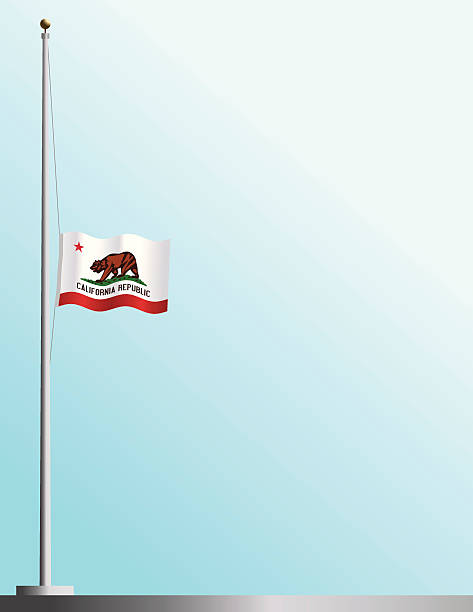 Flag of California at Half-Staff EPS and High-Resolution JPG included. Flag of California flies at half-staff as a symbol of mourning. flag half mast stock illustrations