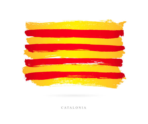 Flag of Catalonia. Vector illustration Flag of Catalonia. Vector illustration on white background. Beautiful brush strokes. Abstract concept. Elements for design. catalonia stock illustrations