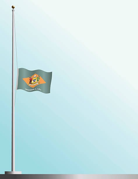 Flag of Delaware at Half-Staff EPS and High-Resolution JPG included. Flag of Delaware flies at half-staff as a symbol of mourning. flag half mast stock illustrations