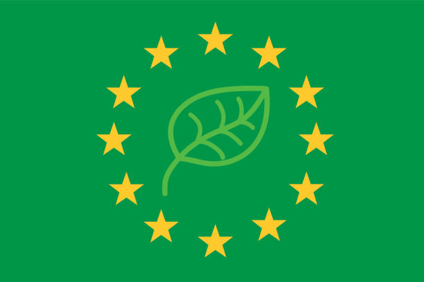 illustrations, cliparts, dessins animés et icônes de drapeau de l’europe aux couleurs de l’écologie pour symboliser la politique environnementale du parlement européen après les élections. - parlement européen