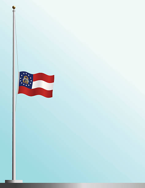 Flag of Georgia at Half-Staff EPS, Layered PSD, High and Low-Resolution JPGs included. Flag of Georgia flies at half-staff as a symbol of mourning. flag half mast stock illustrations