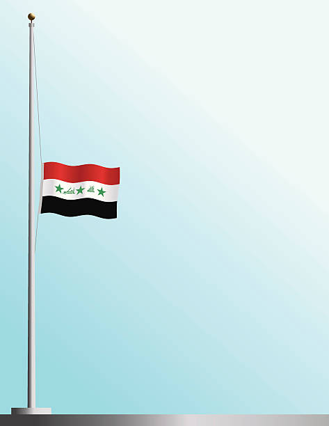 Flag of Iraq at Half-Staff EPS and large JPG included. Flag of Iraq flies at half-staff as a symbol of mourning or respect. flag half mast stock illustrations