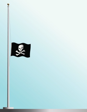 Flag of Jolly Roger at Half-Staff